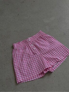 Pink Gingham Women’s Boxer Shorts